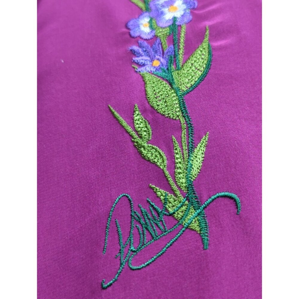 Vintage Donna Dewberry Womens M Silk Embroidered Top Fuchsia QVC New Roomy Fit - Picture 4 of 11